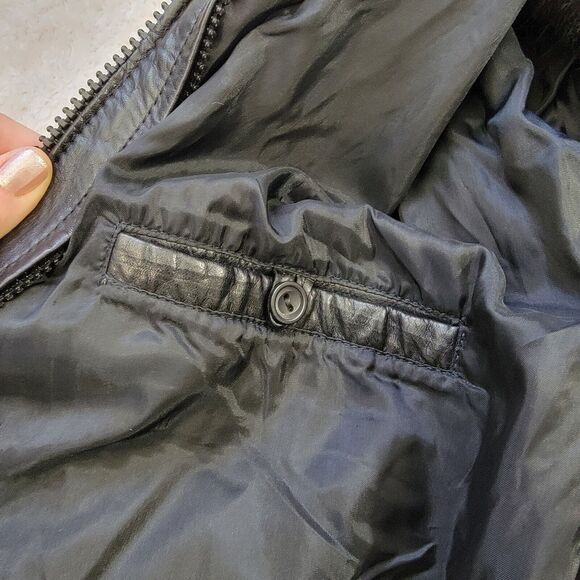 VTG Learsi 2 Piece Leather Bomber Jacket Removable Opossum Fur Liner Vest Size L - Picture 10 of 16